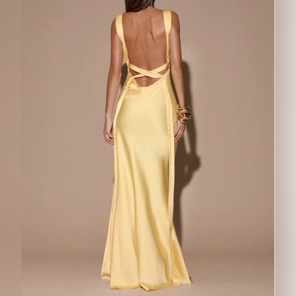 Sexy Minimalist Deep V-Neck Sleeveless Backless Tie Dress Red - Picture 4 of 8